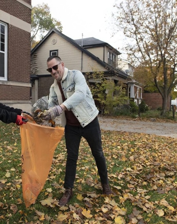 Andrew working with the community to clean Memorial School and Ottawa Street